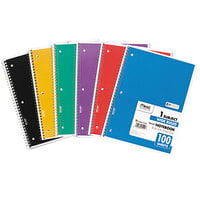 Mead 05514 10 1/2 inch x 7 1/2 inch Assorted Color Legal Rule 1 Subject Spiral Bound Notebook - 100 Sheets