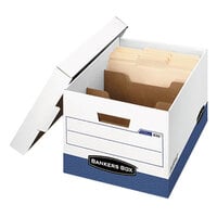 Fellowes 0083601 Banker's Box R-Kive 12" x 15" x 10" Heavy-Duty Letter / Legal File Storage Box with Locking Lid - 12/Case