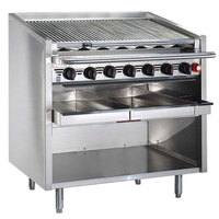 MagiKitch'n FM-SMB-636-H 36" Natural Gas High Output Lava Rock Charbroiler with Open Base - 140,000 BTU