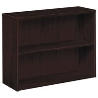 HON 105532NN 10500 Series Mahogany 2 Shelf Laminate Wood Bookcase - 36" x 13 1/8" x 29 5/8"