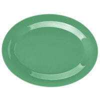 GET OP-950-FG Diamond Mardi Gras 9 3/4 inch x 7 1/4 inch Rainforest Green Oval Melamine Platter - 24/Case