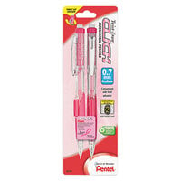Pentel PD277TBP2PBC Pink Ribbon 0.7mm Twist-Erase CLICK HB Lead #2 Mechanical Pencil - 2/Pack