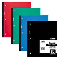 Mead 05222 10 1/2" x 8" Assorted Color Neatbook Wide Rule 1 Subject Wireless Notebook - 80 Sheets