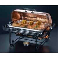 American Metalcraft MESA72C 8 Qt. Rectangular Roll Top Chafer with Hammered Copper Cover