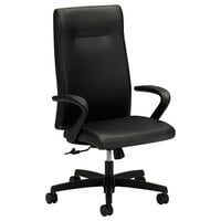 HON IE102SS11 Ignition Series Black Leather High Back Executive Chair with Casters