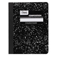 Mead 09932 9 3/4 inch x 7 1/2 inch Black Marble College Rule 1 Subject Composition Book - 100 Sheets