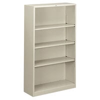 HON S60ABCQ Light Gray 4 Shelf Metal Bookcase - 34 1/2 inch x 12 5/8 inch x 59 inch