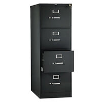 HON 514CPP 510 Series Black Full-Suspension Four-Drawer Filing Cabinet - 18 1/4" x 25" x 52"