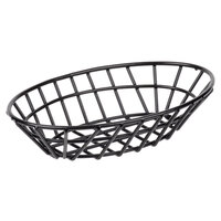 Clipper Mill by GET 4-34412 9 1/4 inch x 6 1/4 inch Black Poly Coated Iron Oval Wire Grid Basket