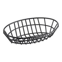 Clipper Mill by GET 4-34412 9 1/4" x 6 1/4" Black Poly Coated Iron Oval Wire Grid Basket