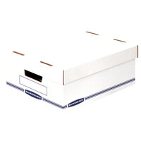 Banker's Box 466230 16 1/2 inch x 12 3/4 inch x 6 1/2 inch White / Blue Large Organizer Storage Box   - 12/Case