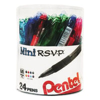 Pentel BK91MN24M R.S.V.P. Mini Assorted Ink with Assorted Barrel Color 1mm Ballpoint Pen - 24/Pack