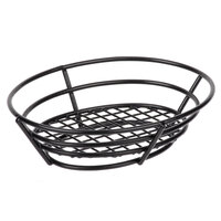 Clipper Mill by GET 4-38808 8 inch x 6 inch Black Poly Coated Iron Oval Wire Basket with Raised Grid Base
