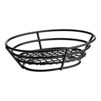 Clipper Mill by GET 4-38808 8" x 6" Black Poly Coated Iron Oval Wire Basket with Raised Grid Base