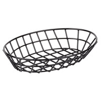 Clipper Mill by GET 4-34418 12 inch x 8 1/2 inch Black Poly Coated Iron Oval Wire Grid Basket