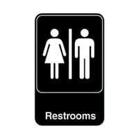 Vollrath 5617 Traex® Restrooms Sign - Black and White, 6 inch x 9 inch
