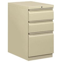 HON 33723RL Efficiencies Putty Three-Drawer Mobile Pedestal Filing Cabinet - 15 inch x 22 7/8 inch x 28 inch