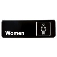 Vollrath 4516 Traex® Women's Restroom Sign - Black and White, 9 inch x 3 inch