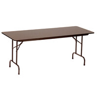 Correll 36" x 72" Rectangular Walnut High Pressure Heavy Duty Folding Table