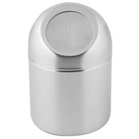 Clipper Mill by GET SSTB-6 4 3/4 inch x 7 1/2 inch Stainless Steel Round Tabletop Trash Can with Flap Lid