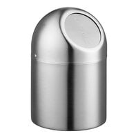 Clipper Mill by GET SSTB-6 4 3/4" x 7 1/2" Stainless Steel Round Tabletop Trash Can with Flap Lid