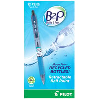 Pilot 32600 B2P Bottle-2-Pen Black Ink with Translucent Blue Barrel 0.7mm Recycled Retractable Ball Point Pen   - 12/Pack