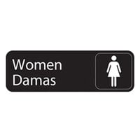 Vollrath 4567 Traex® Women's / Damas Restroom Sign - Black and White, 9 inch x 3 inch
