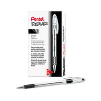 Pentel BK90A R.S.V.P. Stick Black Ink with Translucent Barrel 0.7mm Ballpoint Pen - 12/Pack