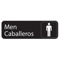 Vollrath 4566 Traex® Men's / Caballeros Restroom Sign - Black and White, 9 inch x 3 inch