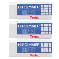 Pentel ZEH10BP3K6 White Hi-Polymer Block Eraser   - 3/Pack