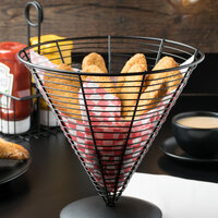 Clipper Mill by GET WB-705 9 1/2 inch Black Powder Coated Iron Cone Wire Basket