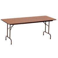 Correll 36 inch x 96 inch Rectangular Medium Oak High Pressure Heavy Duty Folding Table
