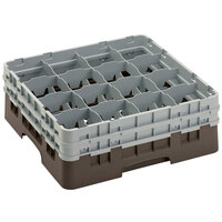 Cambro 16S534167 Camrack 6 1/8" High Customizable Brown 16 Compartment Glass Rack