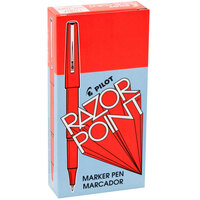 Pilot 11007 Razor Point Red Ultra-Fine Point 0.3mm Marker Pen - 12/Box