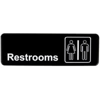 Vollrath 4517 Traex® Restrooms Sign - Black and White, 9 inch x 3 inch