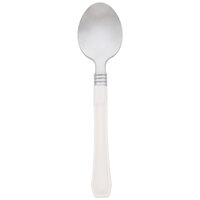 WNA Comet RFDTS480I Reflections Duet 6 1/2 inch Stainless Steel Look Heavy Weight Plastic Teaspoon with Ivory Handle - 20/Pack