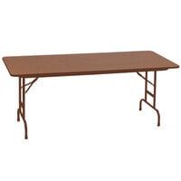 Correll 30 inch x 72 inch Rectangular Medium Oak High Pressure Heavy Duty Adjustable Folding Table