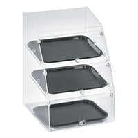 Vollrath MBC1014-3F-06 Medium Classic 3 Tray Acrylic Bakery Display Case with Front Doors - 14 1/2 inch x 17 inch x 21 inch