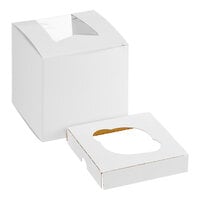4 1/2 inch x 4 1/2 inch x 4 1/2 inch White Standard Window Cupcake / Muffin Box with 1 Slot Reversible Insert - 10/Pack