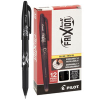 Pilot 31550 FriXion Ball Black Ink with Black Barrel 0.7mm Erasable Gel Pen - 12/Pack