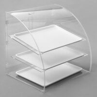 Vollrath ELBC-1 Large 3 Tray Euro Curved Front Acrylic Bakery Display Case with Rear Doors - 29 3/4 inch x 24 1/8 inch x 27 3/4 inch