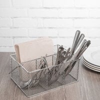 Clipper Mill by GET WB-700 Chrome Plated Iron Flatware Caddy - 9 3/8 inch x 6 7/8 inch x 4 1/2 inch