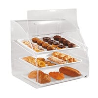 Vollrath ELBC-2 Large 3 Tray Euro Curved Front Acrylic Bakery Display Case with Front and Rear Doors - 29 3/4 inch x 24 1/8 inch x 27 3/4 inch