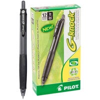 Pilot 31506 G-Knock BeGreen Black Ink with Black Barrel 0.7mm Retractable Gel Pen   - 12/Pack