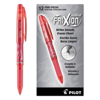 Pilot 31575 FriXion Point Red Ink with Red Barrel 0.5mm Erasable Gel Stick Pen   - 12/Pack