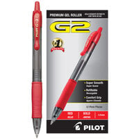 Pilot 31258 G2 Premium Red Ink with Translucent Smoke Barrel 1mm Retractable Gel Pen - 12/Pack