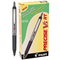 Pilot 26062 Precise V5RT Black Ink with Black Barrel 0.5mm Retractable Roller Ball Pen   - 12/Pack