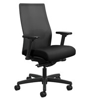 HON LWU2ACU10 Endorse Upholstered Black Mid-Back Work Chair with Casters