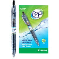 Pilot 31600 Bottle-2-Pen Black Ink with Translucent Blue Barrel 0.7mm Recycled Retractable Gel Ink Pen - 12/Pack