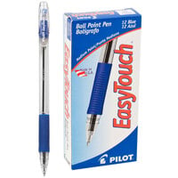 Pilot 32011 EasyTouch Blue Ink with Clear Barrel 1mm Ballpoint Stick Pen - 12/Pack